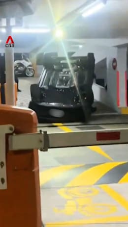Car flips over in Woodlands HDB car park