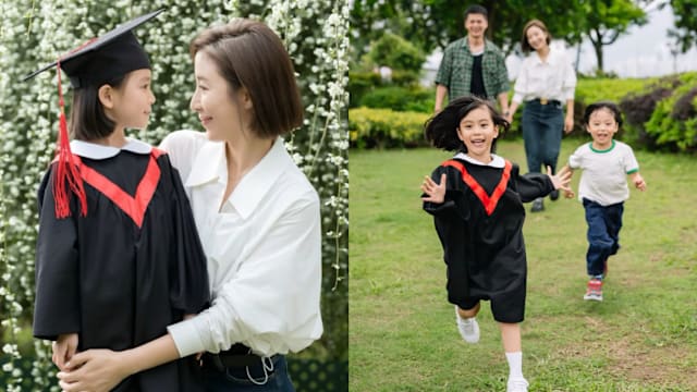 罗子溢、杨茜尧出席爱女幼稚园毕业礼！