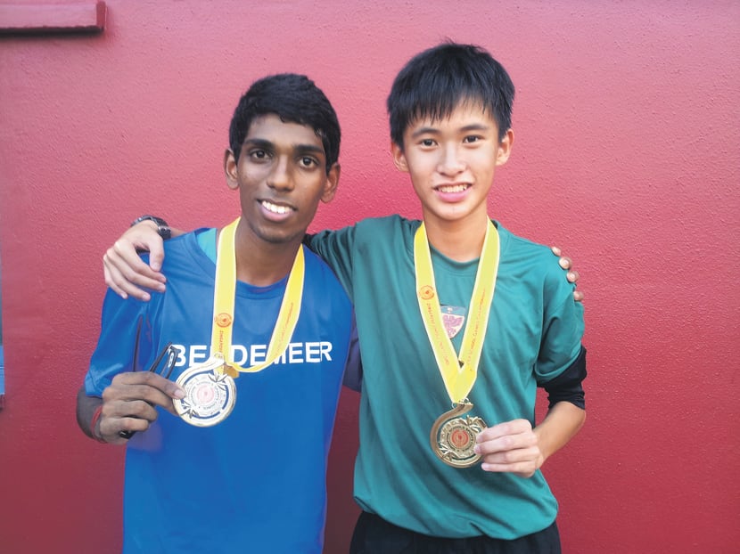 Bendemeer Secondary’s Thineshwaran Krishnakumar (left) and Tan Chong Qi of Raffles Institution. Photo: Charles Ong