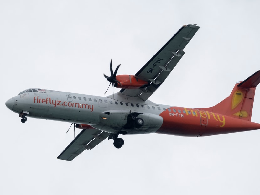 A Firefly ATR 72-500 airplane approaches to land at Changi International Airport in Singapore.
