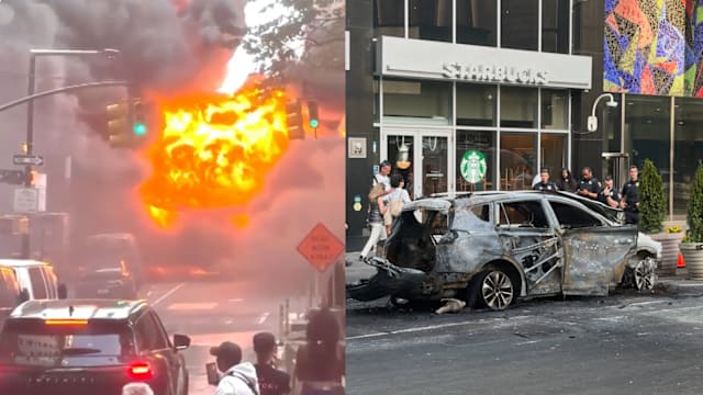 纽约华尔街车辆爆炸起火 巨大火球吓坏路人