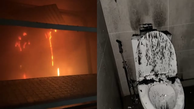 榜鹅一组屋卫生间凌晨起火  所幸一家六口及时撤离