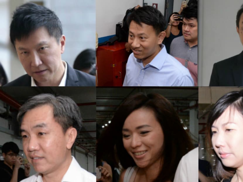 Clockwise from top left: Kong Hee, Tan Ye Peng and Chew Eng Han, Sharon Tan, Serina Wee, John Lam. All six former City Harvest Church (CHC) leaders had their sentences reduced after the High Court ruled in favour of their appeal on April 7, 2017. Photos: Jason Quah, Robin Choo/TODAY