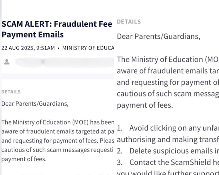MOE warns of scam targeting students with fake tuition payment emails