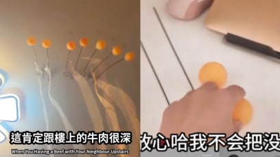 Man Bounces Ping Pong Balls On Ceiling With Strange Device To Annoy His Neighbour Upstairs