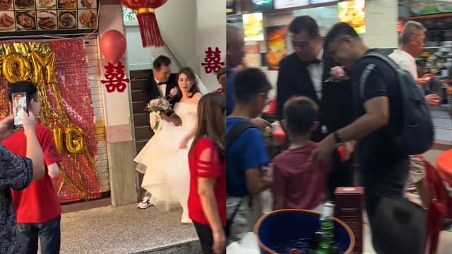 新人组屋楼下咖啡店办婚宴 网民赞：富有人情味