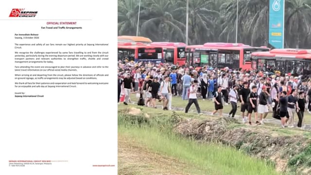 雪邦F1首日交通混乱 次日增设巴士专用通道