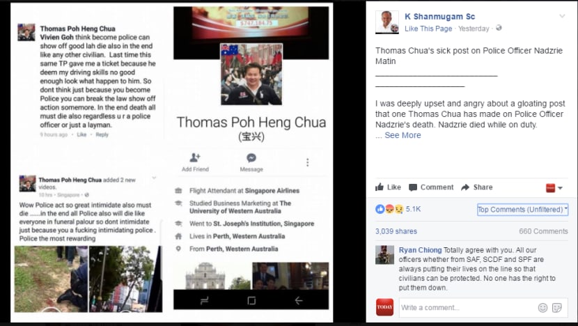 Thomas Chua, netizen who gloated about TP officer’s death, charged with theft