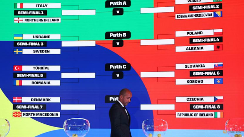 Italy face Northern Ireland in European playoffs, Sweden meet Ukraine