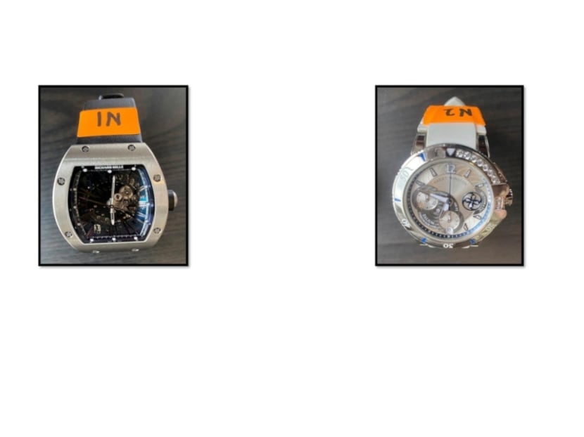 A Richard Mille and Harry Winston watch were among the assets that were seized by the Malaysian police. A Richard Mille and Harry Winston watch were among the assets that were seized by the Malaysian police.
