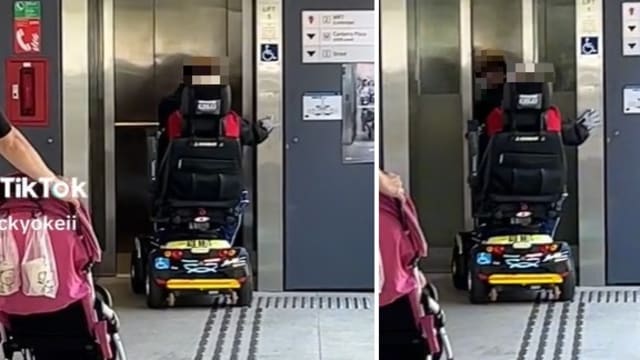 疑争电梯起纠纷 乘代步工具者猛按电梯阻人上楼