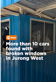 10+ cars found with broken windshields in Jurong 🚗 We went down to check — even the security post showed damage. A man has been arrested, investigations ongoing. #8dayssg #8dayssgtrending #jurong #sgnews #tiktoksg 