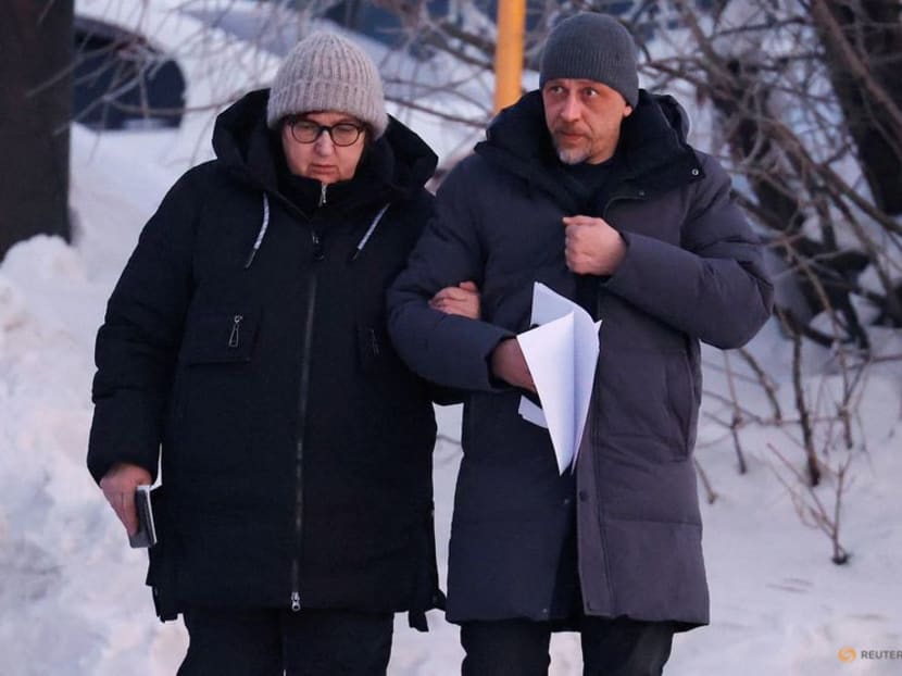 Lyudmila Navalnaya, the mother of late Russian opposition leader Alexei Navalny, and lawyer Vasily Dubkov arrive at the regional department of Russia's Investigative Committee in the town of Salekhard in the Yamal-Nenets Region, Russia on Feb 17, 2024. Lyudmila Navalnaya, the mother of late Russian opposition leader Alexei Navalny, and lawyer Vasily Dubkov arrive at the regional department of Russia's Investigative Committee in the town of Salekhard in the Yamal-Nenets Region, Russia on Feb 17, 2024.