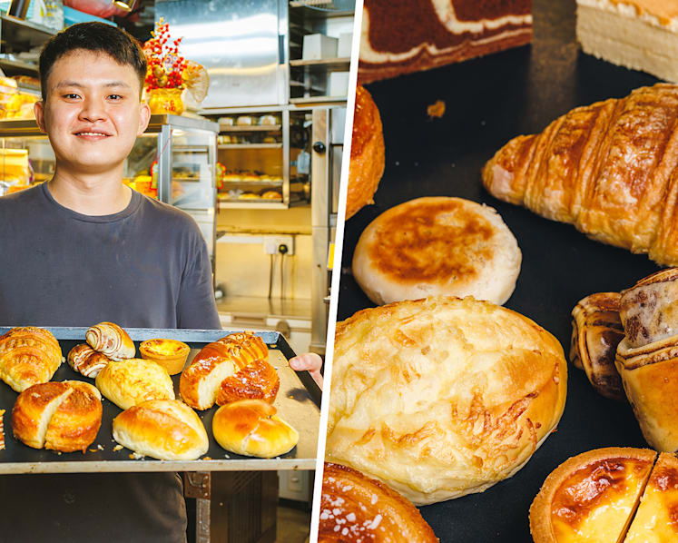 Freshly baked S$2 croissant and S$2.80 kouign amann found at hawker stall in Bukit Timah
