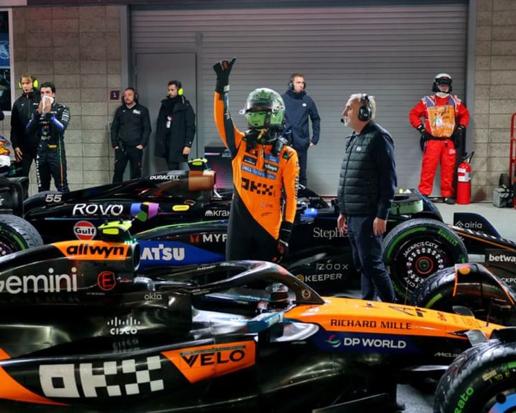 F1 leader Norris on pole in wet Las Vegas with Piastri fifth