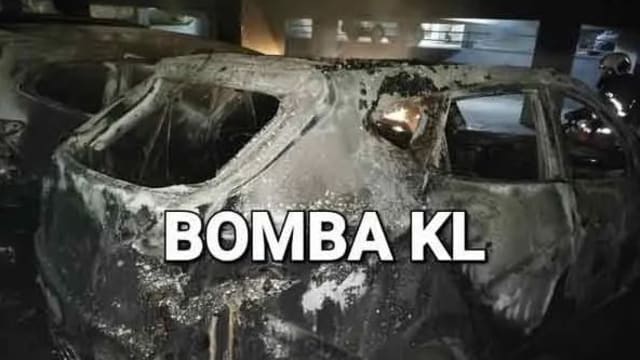 吉隆坡发生恐怖火烧车案 停车场失火烧毁六辆车