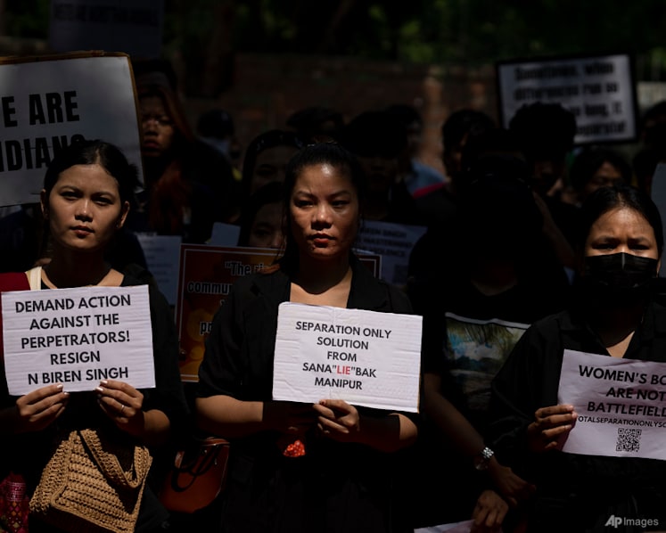 Massive protests take place against mob assaults on women in India's manipur