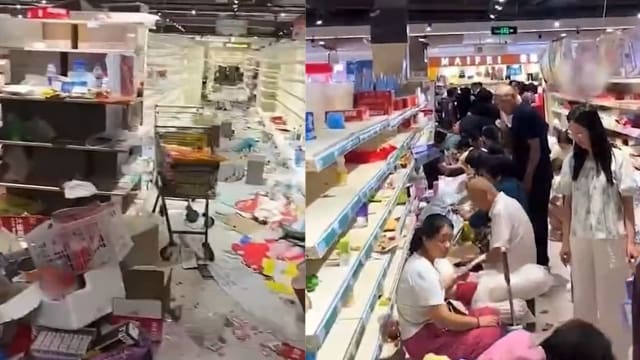 中国河南超市被传将倒闭 顾客冲入抢购连吃带喝