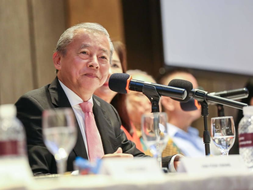 Presidential hopeful George Goh at a press conference at Sheraton Towers on Aug 4, 2023.