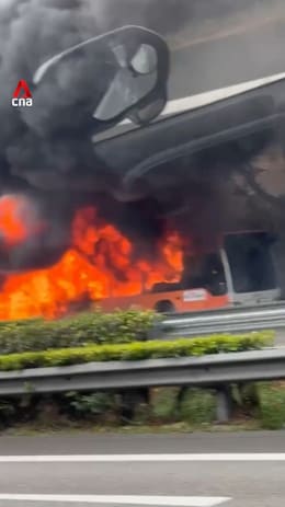 SBS Transit bus catches fire along PIE