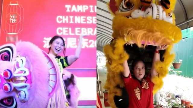 两名议员给居民捎惊喜 亲上阵表演舞狮赢掌声