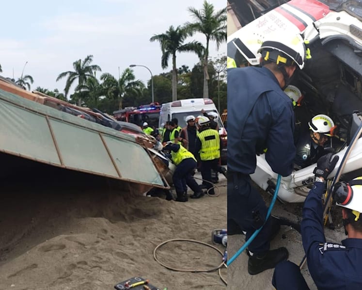 Elite rescuers called in to save trapped man in lorry accident along ECP