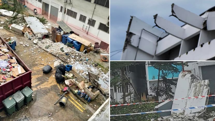 Concrete sunshade collapses from roof of Bedok industrial building, no one hurt