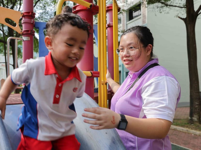 Ms Ashley Collins, an assistant childcare teacher with mild intellectual disability, has been working at PCF Sparkletots @ Taman Jurong since February 2023. Ms Ashley Collins, an assistant childcare teacher with mild intellectual disability, has been working at PCF Sparkletots @ Taman Jurong since February 2023.