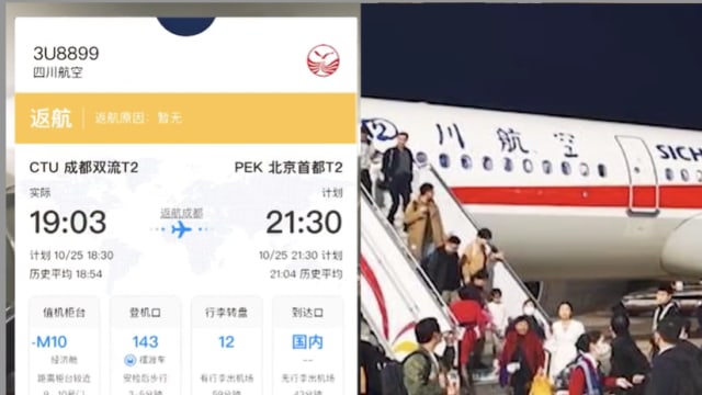 中国四川航空一架客机遭鸟击被迫返航