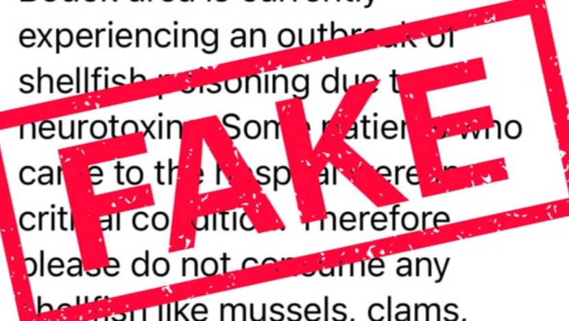 Rumours on WhatsApp about shellfish poisoning outbreak in Bedok untrue: SFA, MOH