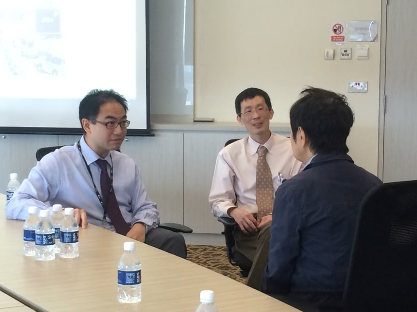 Dr David Tan (left), Adjunct Associate Professor Goh Boon Cher and Mdm Theng, one of the patients who received the drug. Photo: Constance Yeo