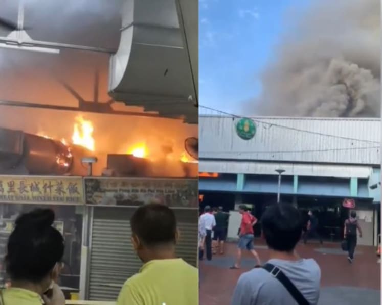 Person taken to hospital with burn injuries after fire breaks out at Marsiling hawker centre