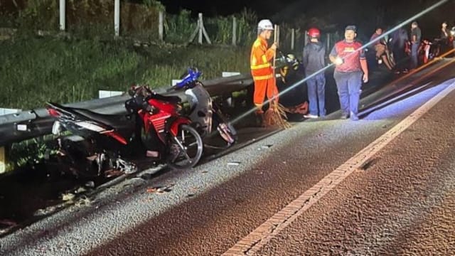 南北大道十辆摩托车疑因飙车酿祸 造成一死九伤