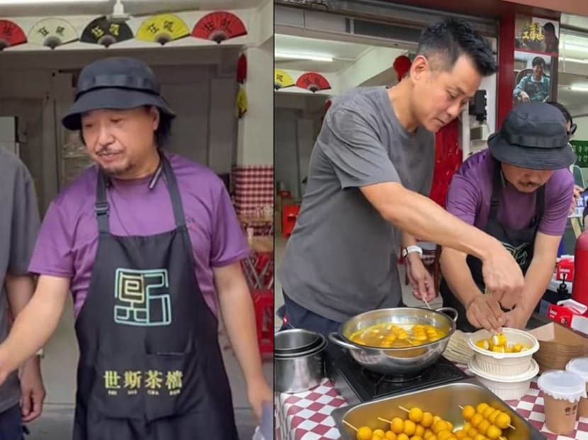 Ex TVB actors Jerry Ku and Martin Tong now sell curry fishballs at a roadside stall in China
