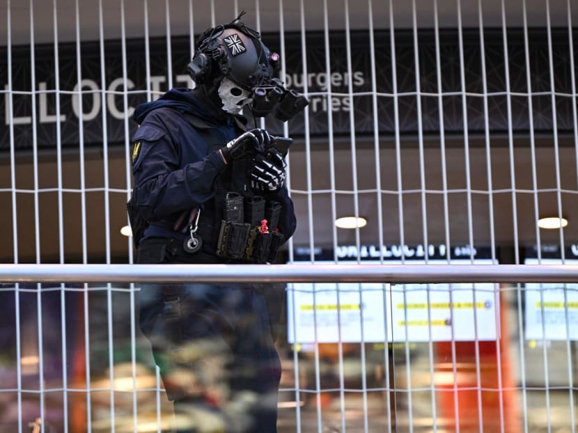 A cosplayer poses as Ghost from Call of Duty during New York Comic Con 2023 Day 4 at Javits Center in New York City on Oct 15, 2023.