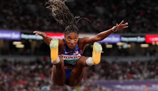Davis-Woodhall adds world long jump title to Olympic crown