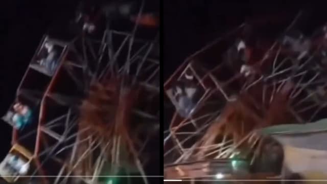 印度摩天轮疑因超载坍塌 导致至少30人受伤