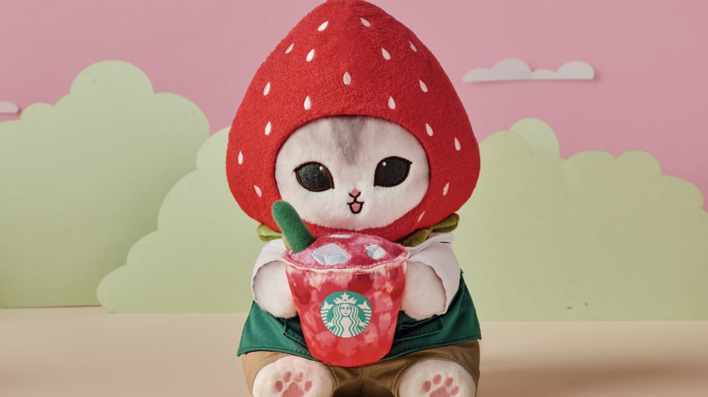 starbucks mofusand 第二弾コラボ 苺 ぬいぐるみ2点セット Starbucks
