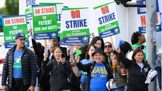 美国逾三万名凯撒医护人员无限期罢工 要求加薪和增聘员工