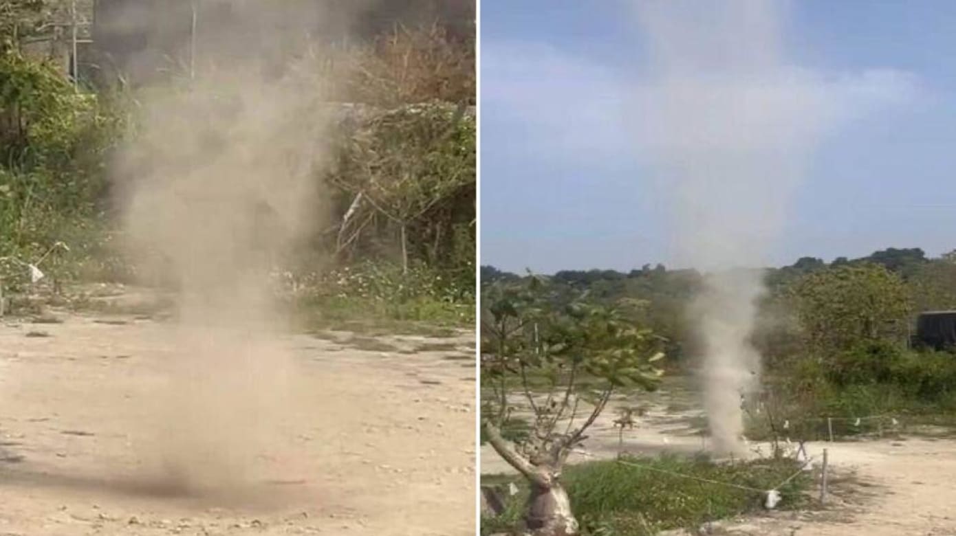  台灣罕见尘卷风突现 10多公尺旋转气柱直冲天际