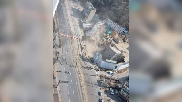 首尔轻轨建筑工地坍塌 两工人下落不明