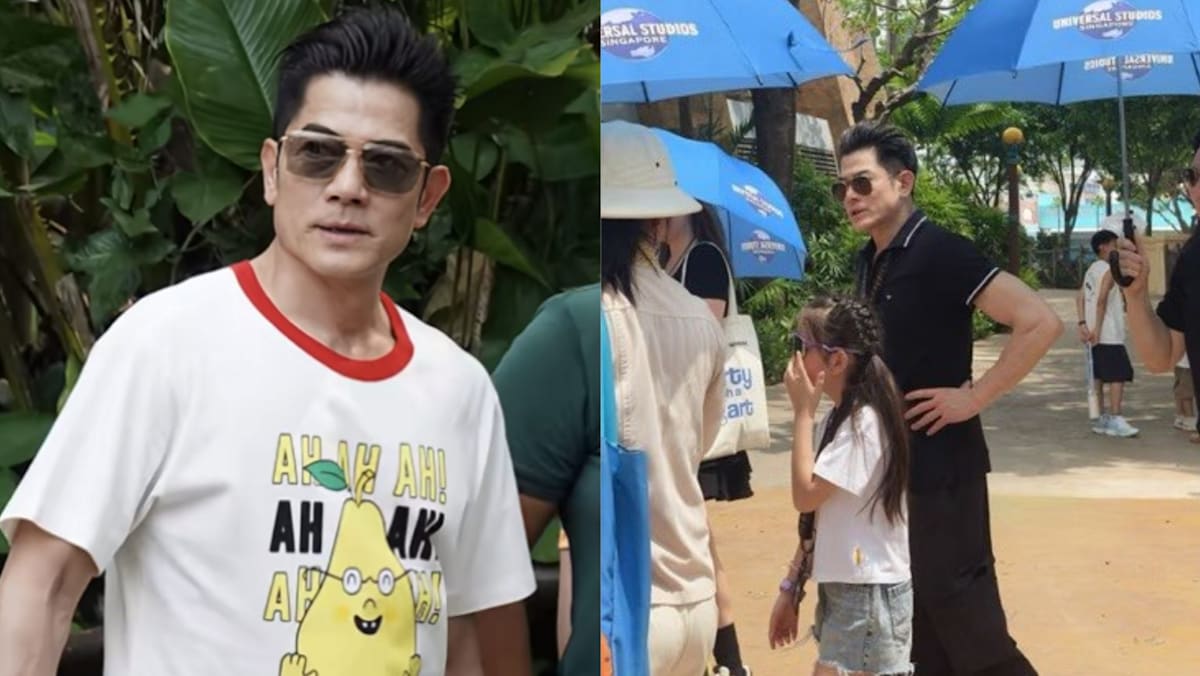 Aaron Kwok visto por fãs em Cingapura com a família no USS, o zoológico