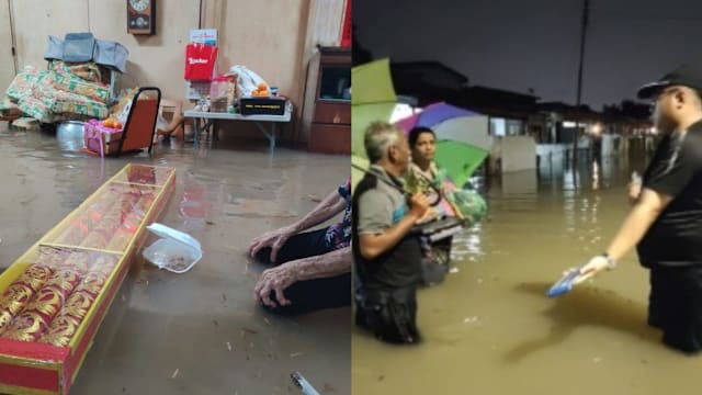 霹雳州除夕夜豪雨成灾  居民忙抢救家园错过团圆饭