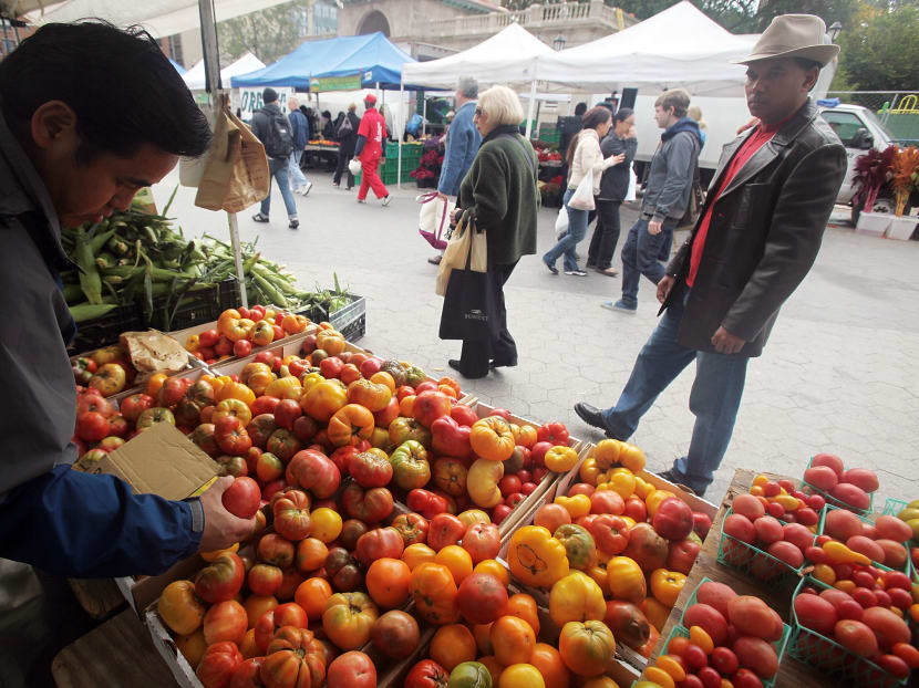 Produce is seen for sale at the Union Square farmers market in New York City. AFP file photo