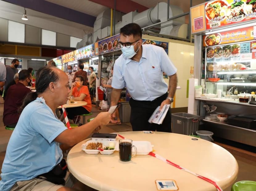 Workers' Party leader Pritam Singh during a walkabout at Bedok North Market and Food Centre on June 27, 2020 in the leadup to the July 10 General Election.