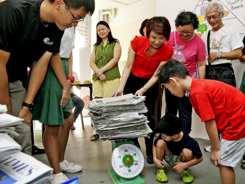 Some 360 children from NTUC’s My First Skool in Kang Ching and in Yung An will be involved in the Clean Up South West! drive, which is aimed at encouraging residents in the area to recycle. Photo: Wee Teck Hian