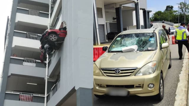 马国司机心脏病发  车子失控撞护栏半吊空中