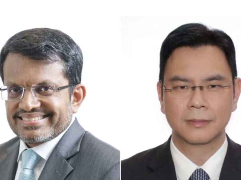 Outgoing Monetary Authority of Singapore managing director Ravi Menon and his successor Chia Der Jiun. Outgoing Monetary Authority of Singapore managing director Ravi Menon and his successor Chia Der Jiun.