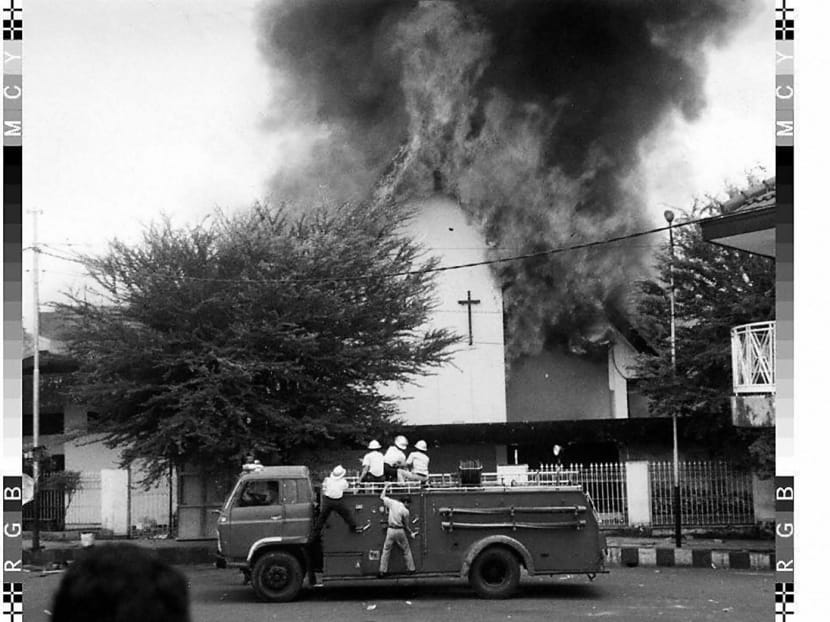 In December 1996, thousands took to the streets burning shops, trucks and a church in a string of attacks sparked by religious tensions in western Java. Indonesia has long denied the existence of tension between ethnic-religious communities in the country. Photo: AFP