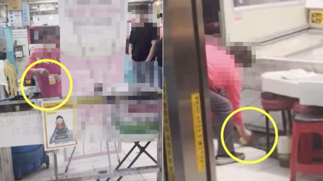 韩国摊贩被爆重用冰块 将喝剩冰块倒在海鲜上